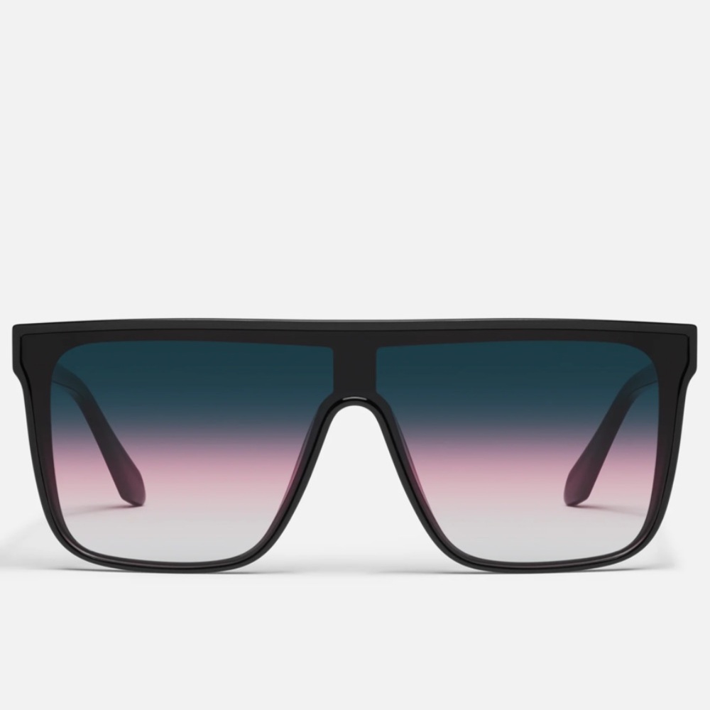 Quay Nightfall Oversized Flat Top Sunglasses with Blue to Pink Gradient Lenses